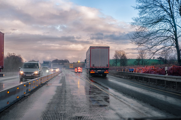 Baustelleneinrichtung auf einer Autobahn