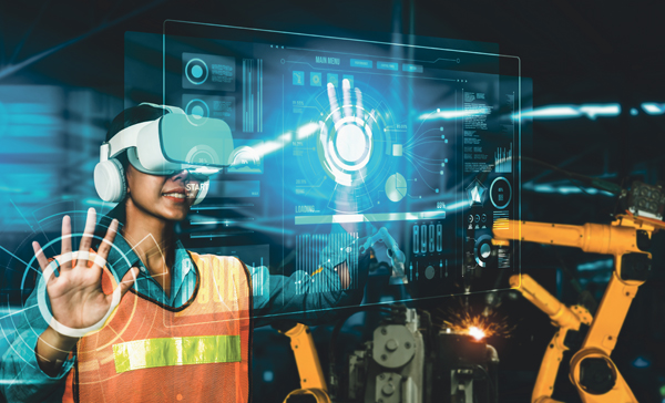 Virtual Reality VR Bauarbeiter KI Künstliche Intelligenz 