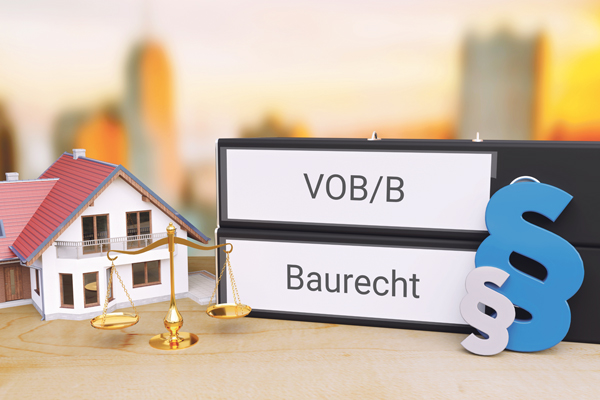 Modell Haus Waage Schild VOB/B Baurecht 
