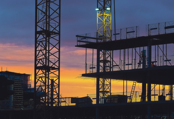 Baustelle Gebäude Bau Gerüst Baumaterialien