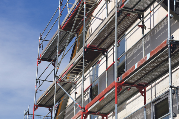 Wohnungsbau Baustelle Gerüst Gebäudebau