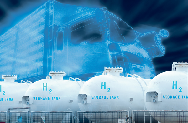 Wasserstoff H2 LKW Lastwagen Tank 