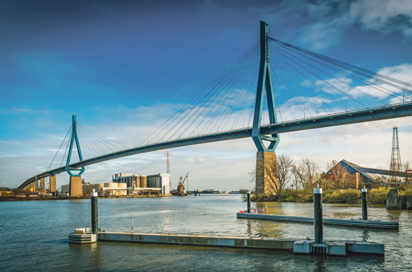 Köhlbrandbrücke Köhlbrandbrücke Hamburg Brücke Fluss Wasser Elbe