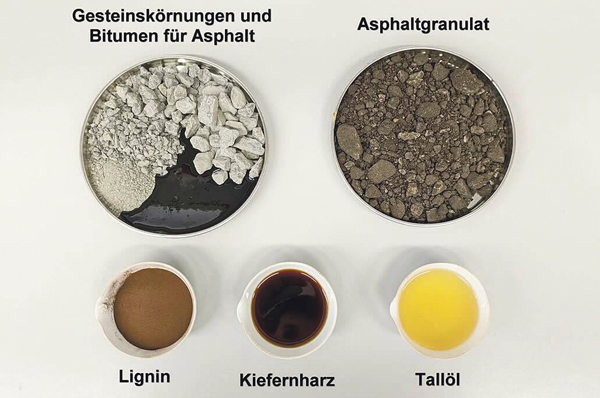 Alternative zu Bitumen im Straßenbau Gestein Asphalt Harz Baumaterialien