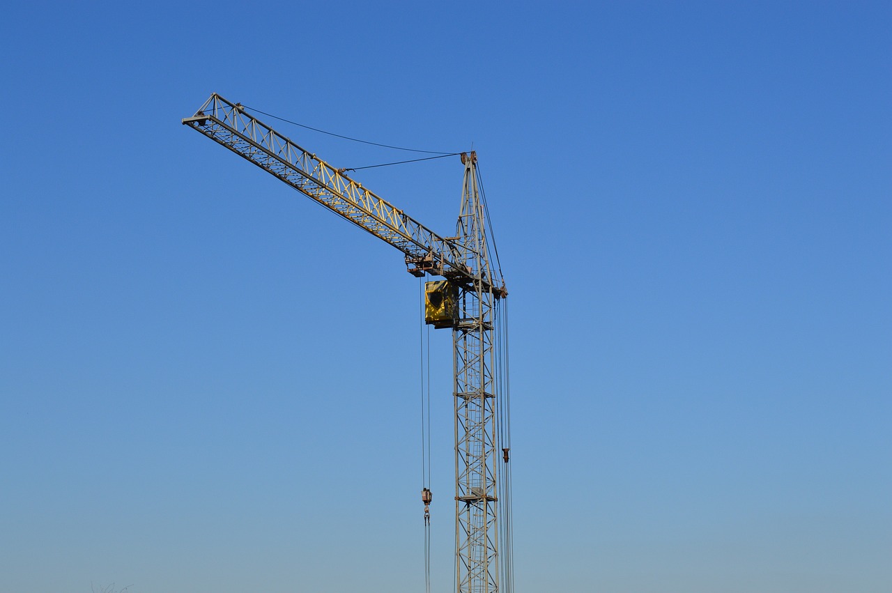 Kran Baustelle Gelb Himmel Blau