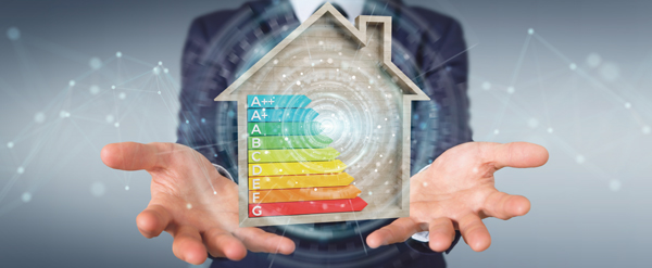 Gebäudeenergieeffizienz Grafisch Person Haus Energie 