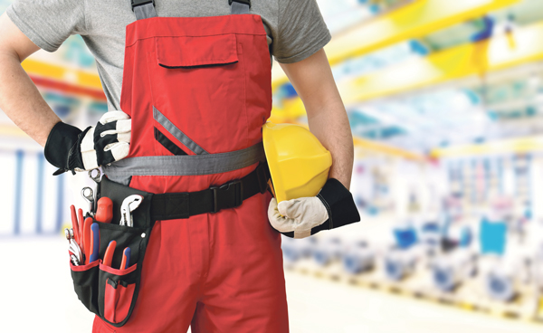 Handwerker Baukleidung Schutzkleidung Helm Werkzeug Werkzeuggürtel 